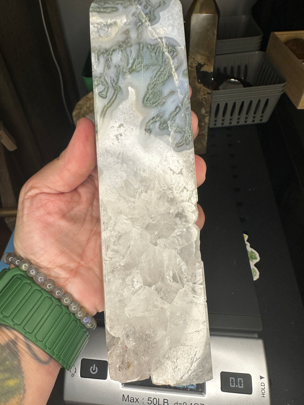 Beautiful Moss Agate Tower