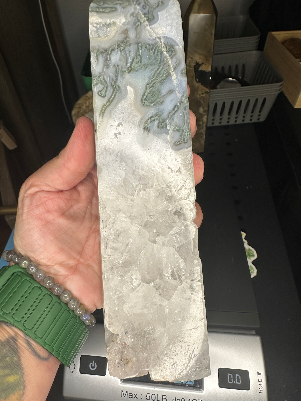 Beautiful Moss Agate Tower