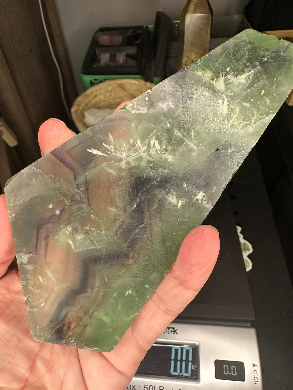 Rainbow Feather Fluorite Slab