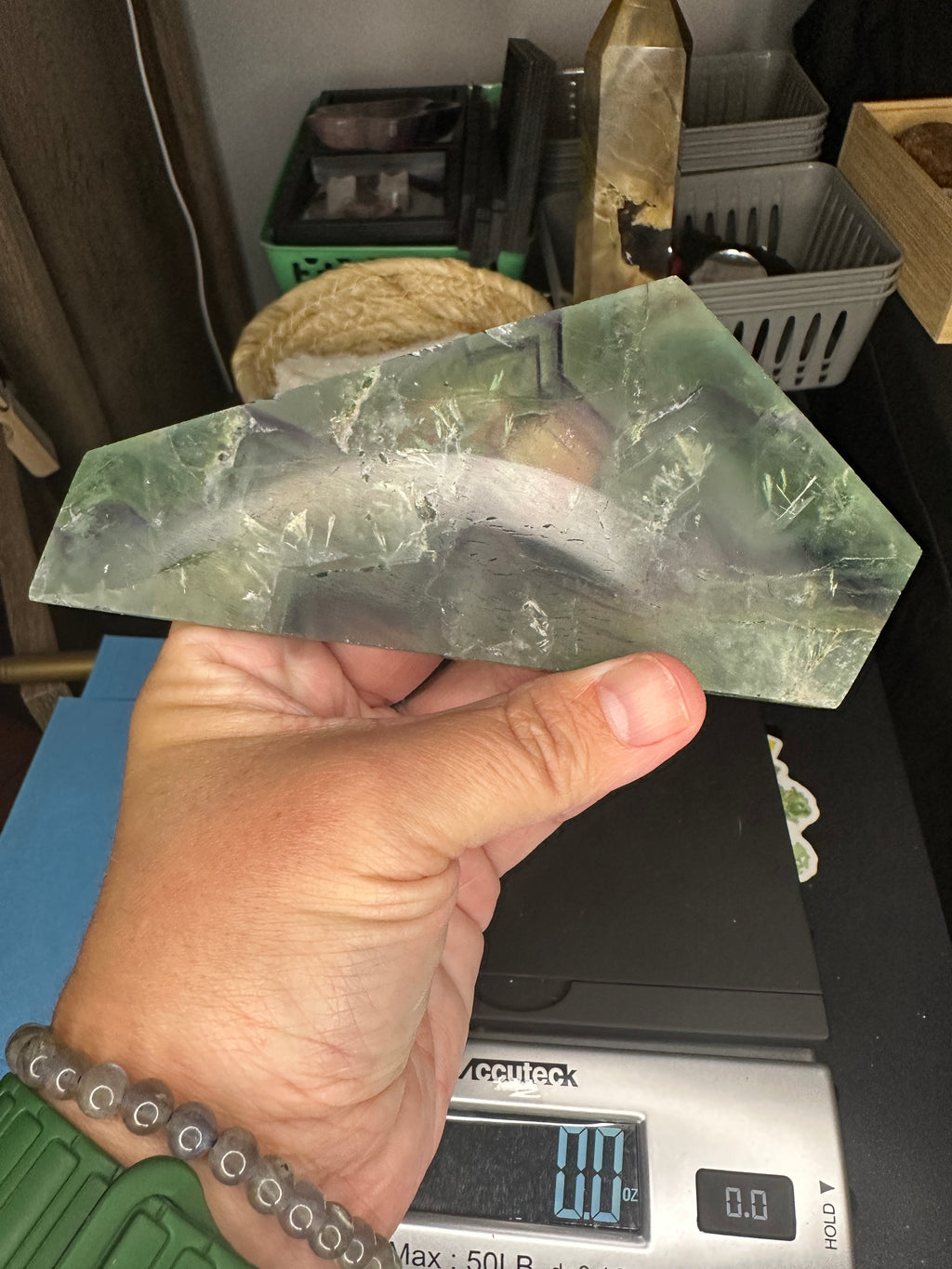 Rainbow Feather Fluorite Slab