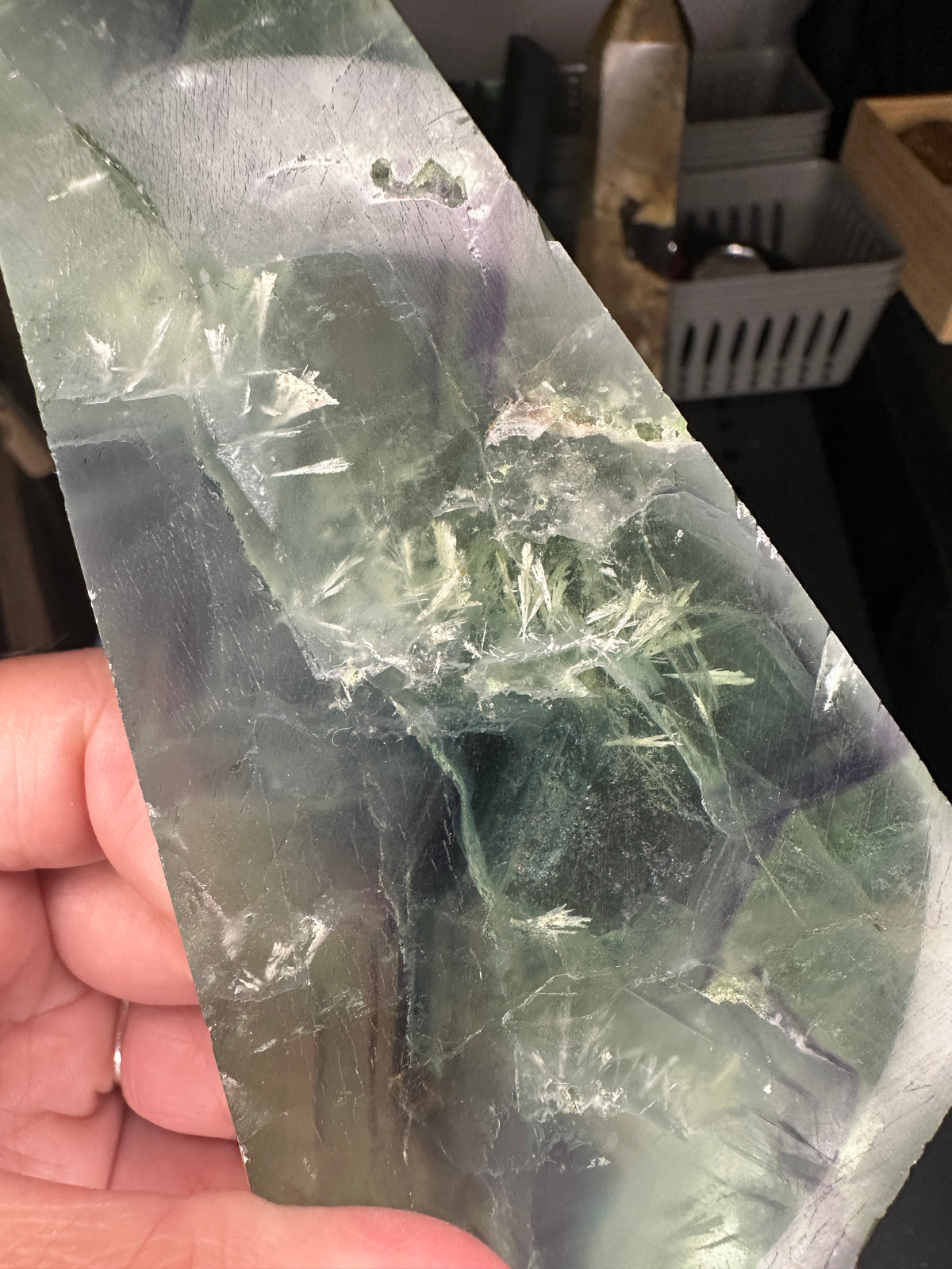 Rainbow Feather Fluorite Slab