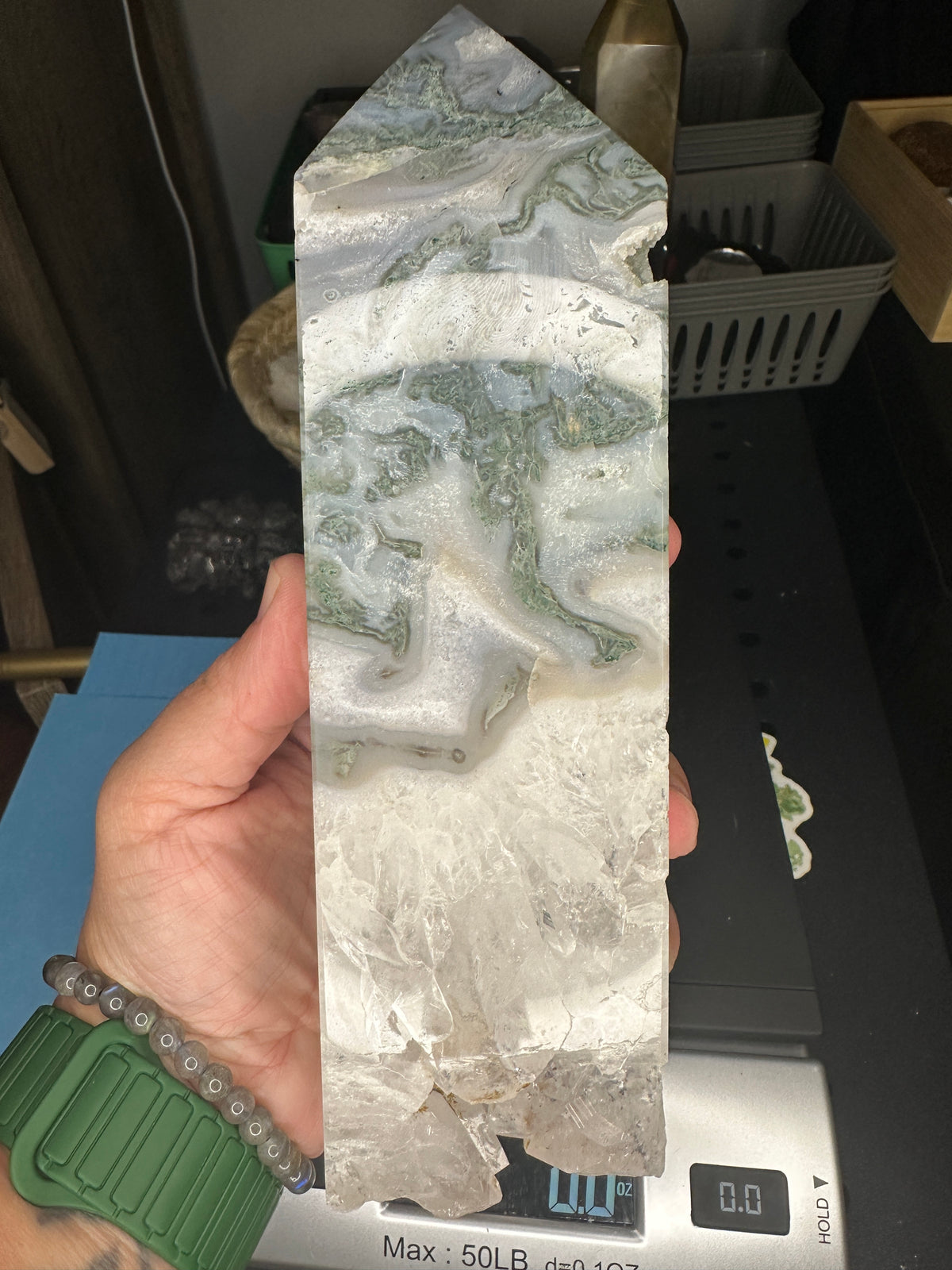 Beautiful Moss Agate Tower
