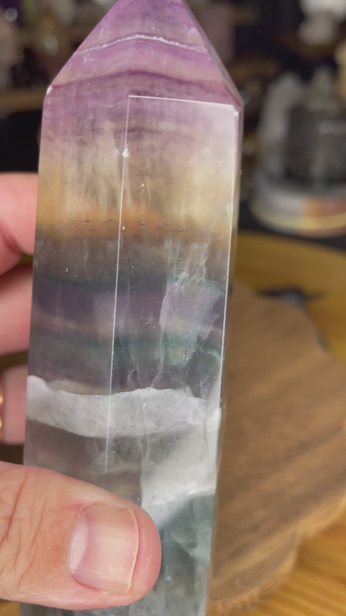 Chunky Rainbow Fluorite Tower - UV Reactive - 428 g
