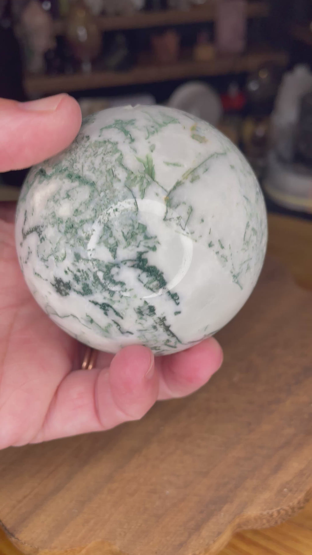 Tree Agate Sphere with Druzy - 73.3 mm