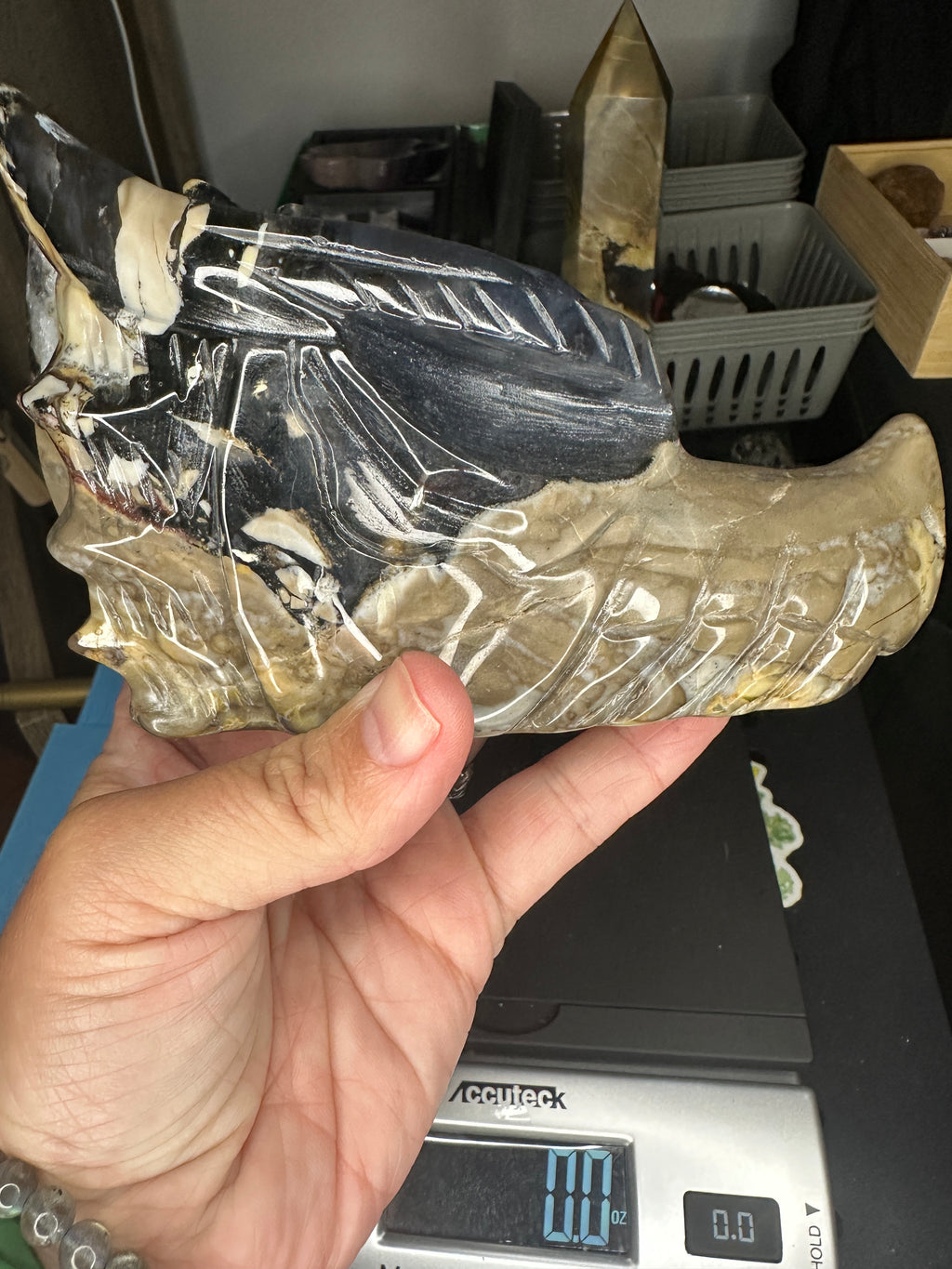 Volcano Agate Dragon Carving